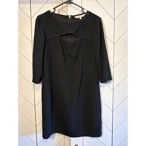 Trina Turk Women’s 2 Marlowe Cutout Black 3/4 Sleeve Boat Neck Shift Dress Chic